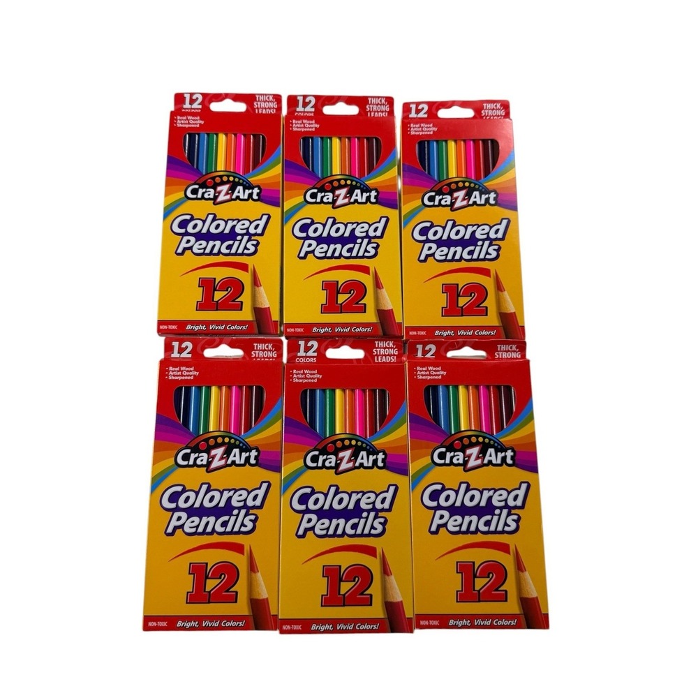 LOT 6 Cra-Z-Art Colored Pencils Bulk Set 12 Count Each Pre-Sharpened 10404 NEW